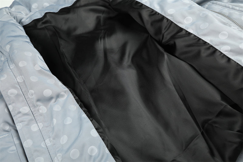 Men's Polka Dot Puffer Bomber Jacket – Oversized Padded Winter Coat