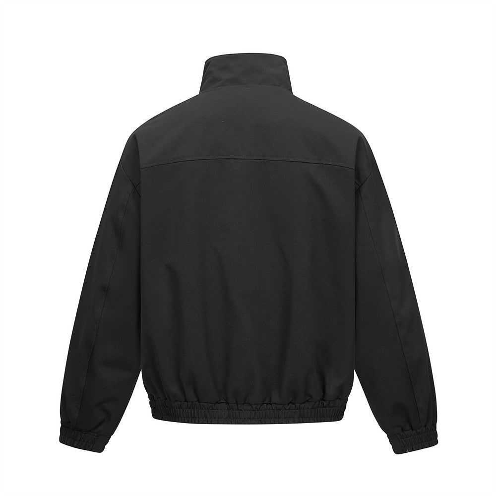 Asymmetric Snap-Collar Bomber Jacket – Oversized Stand Collar Men's Jacket