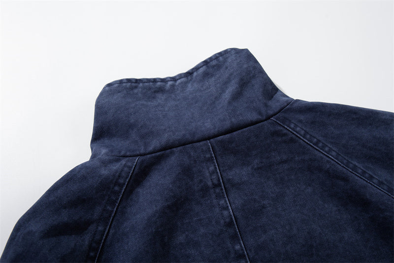 Blouson bomber en canvas lavé à col montant – Style workwear oversize