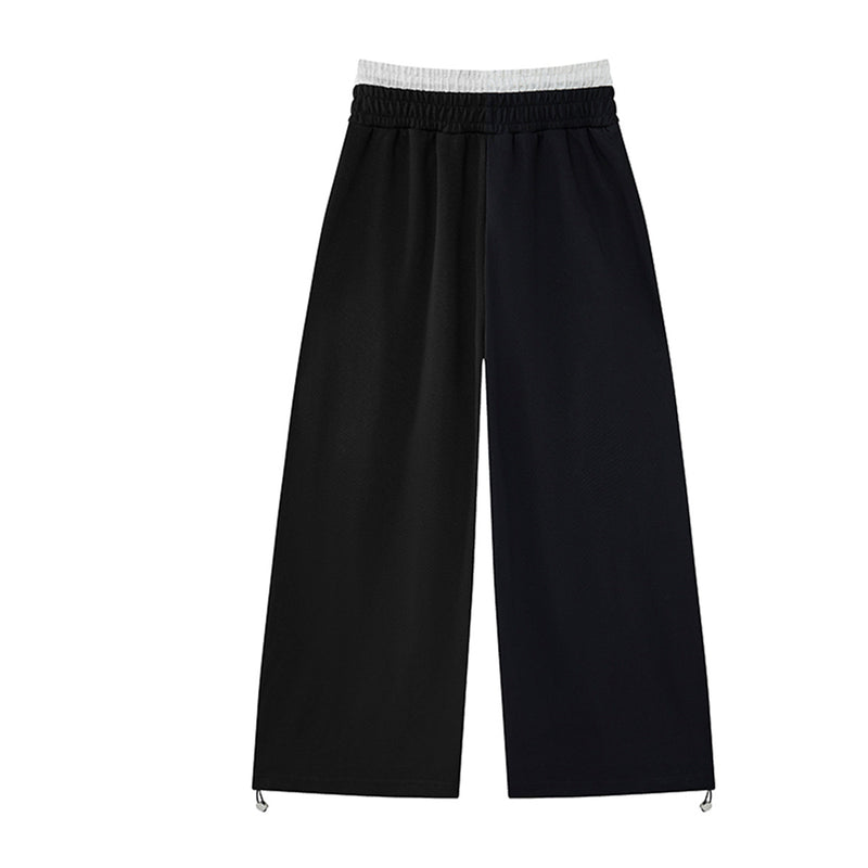 Cross Print Wide-Leg Sweatpants – Streetwear Faux Two-Piece Waistband