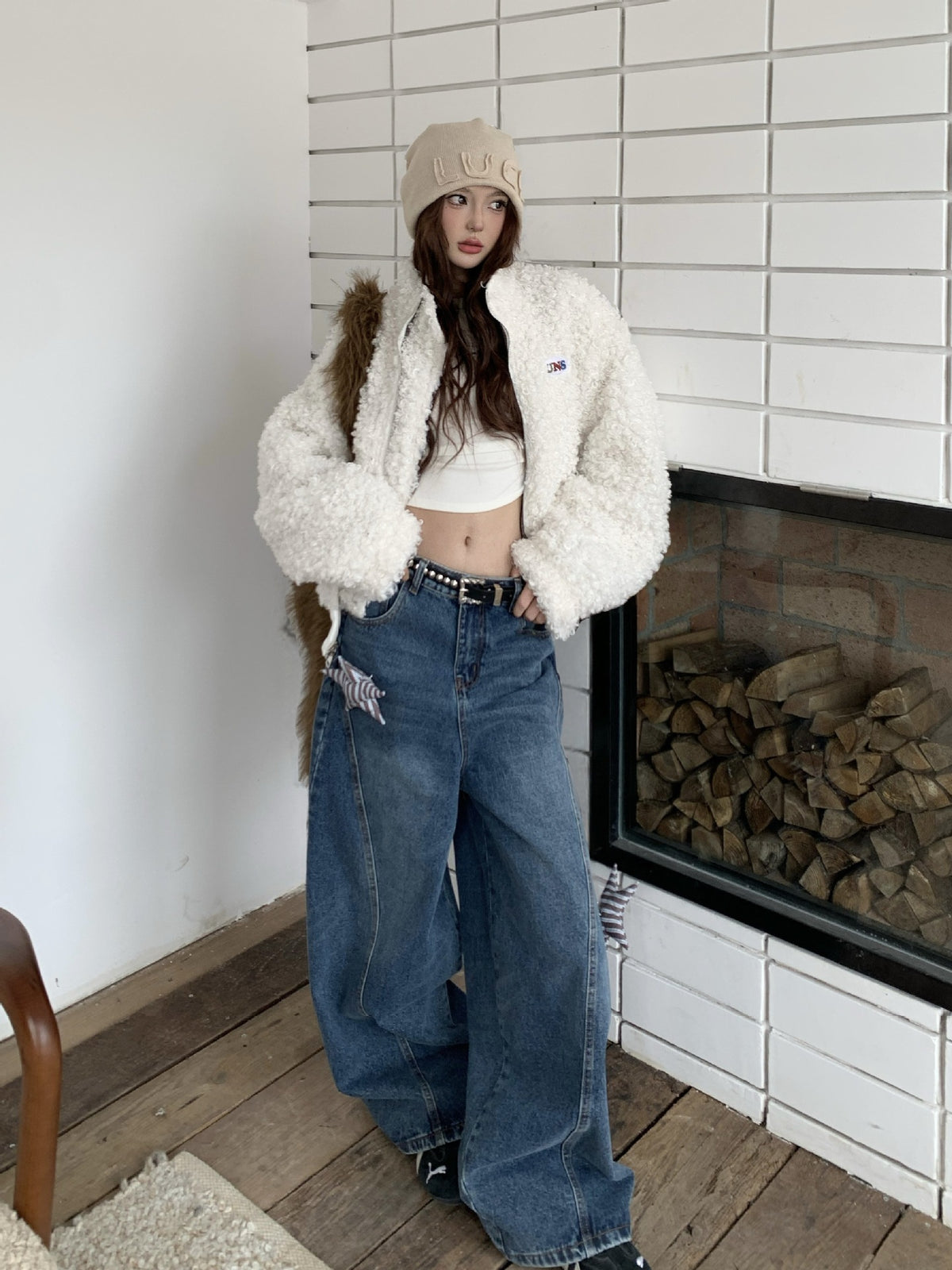 Reversible Plaid & Sherpa Bomber Jacket – Vintage 1988 Embroidered Padded Coat