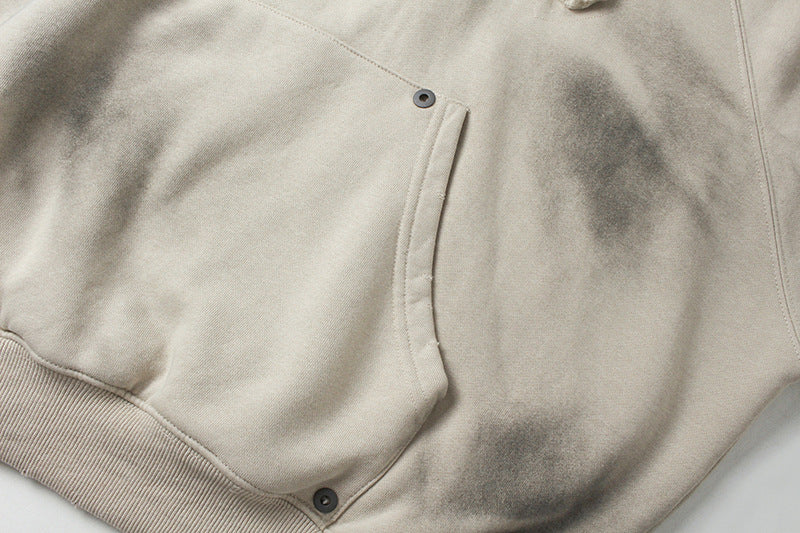 Material Graphic Oversized Hoodie – Washed Heavy Fleece with Embroidered Patch &