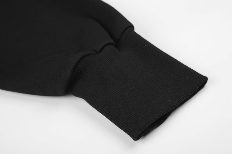 Hoodie zippé court à strass et motif arabesque – Noir