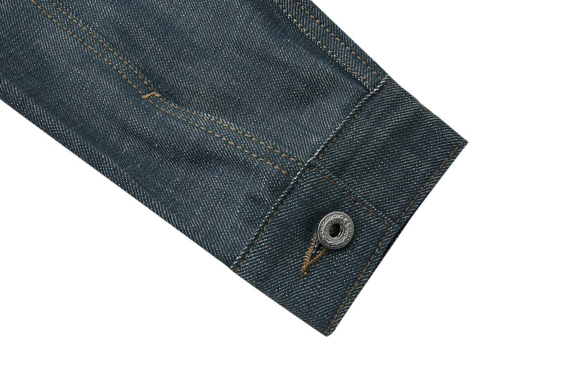 Veste boxy en jean délavé – Plis poitrine, col italien, coupe workwear raccourcie