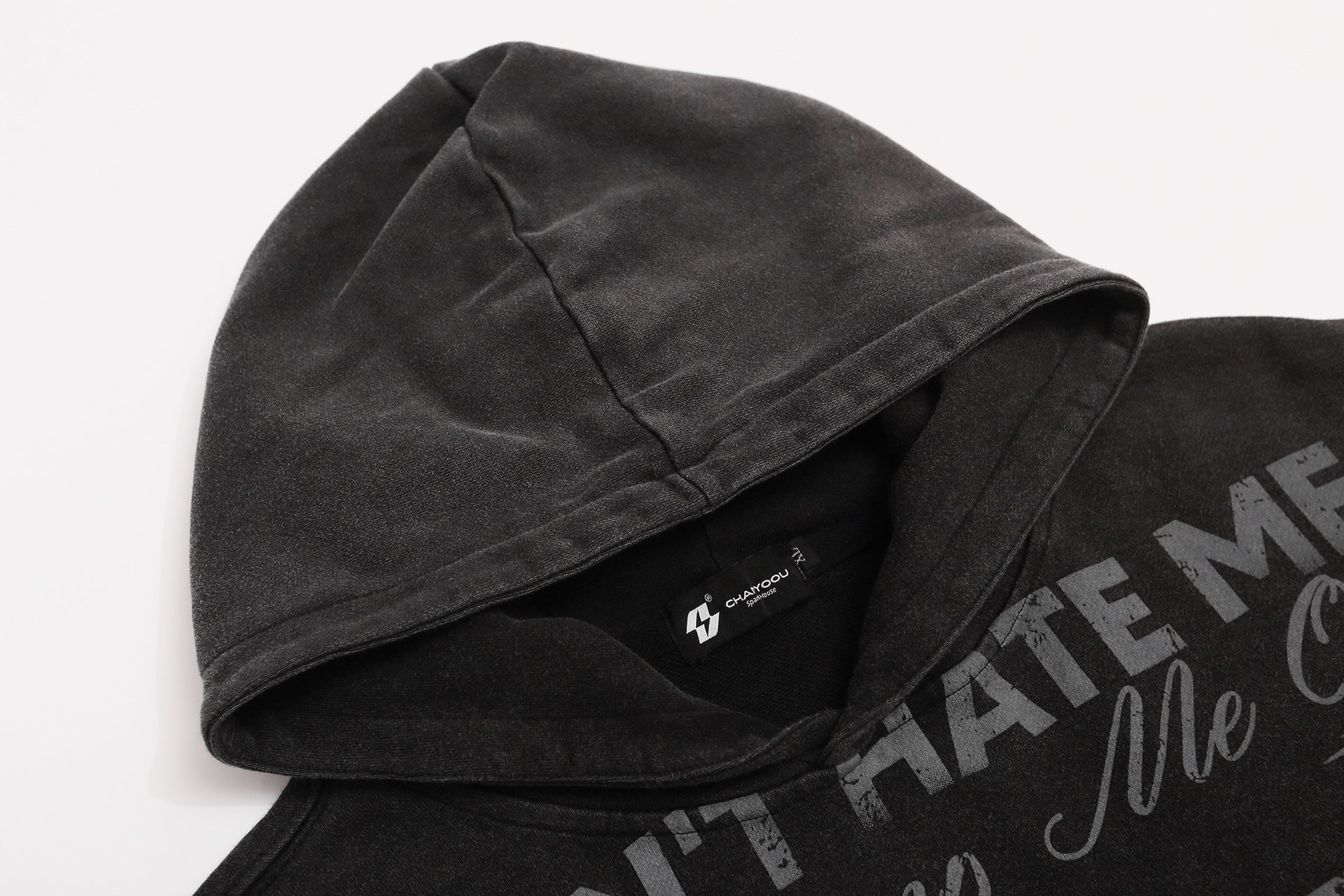 Washed Graphic Hoodie – 'Don't Hate Me It Turns Me On' Vintage Rock Print