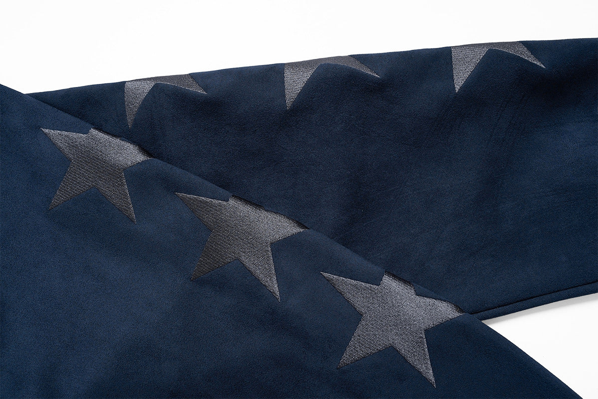 Zip-Up Hoodie Men's Suede Gothic Star Embroidery Full-Zip Jacket