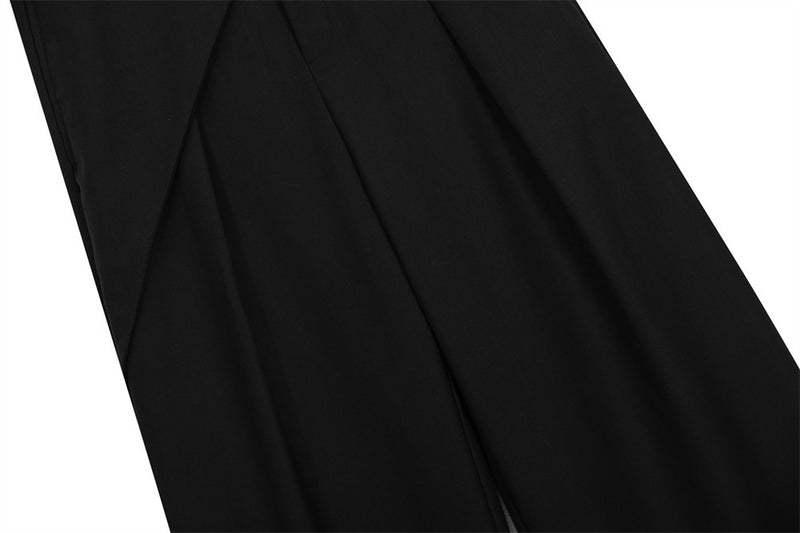Wide-Leg Pleated Trousers with Wrap Waist Detail
