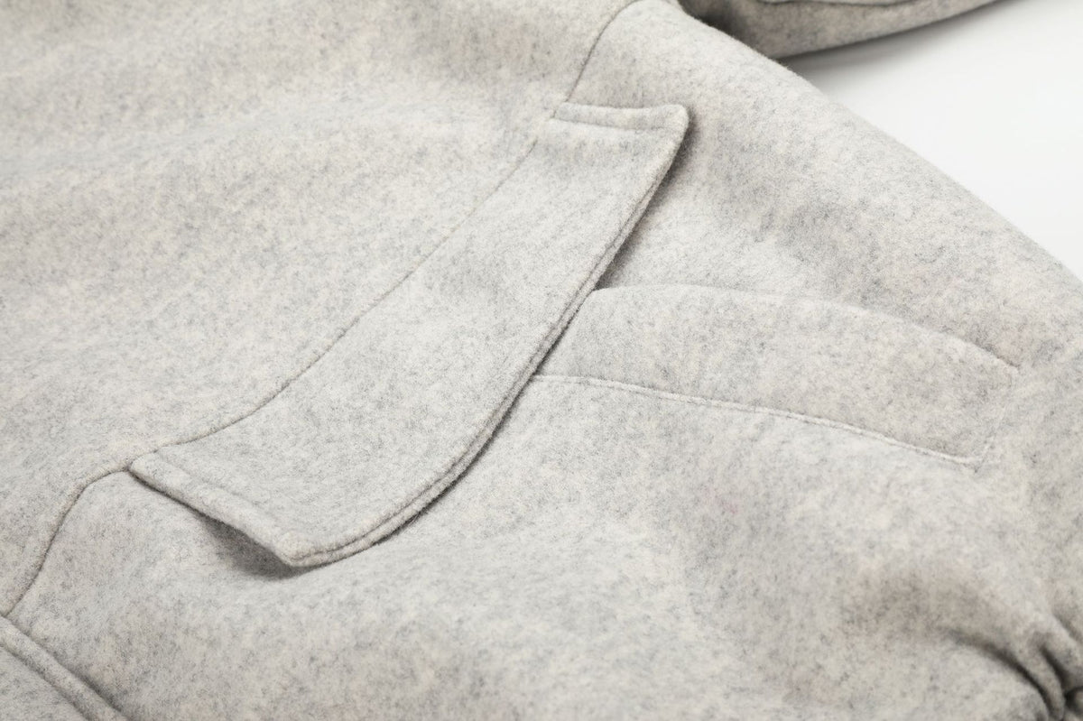 Wool-Blend Bomber Jacket with Sherpa Lining and Fleece Collar Trim