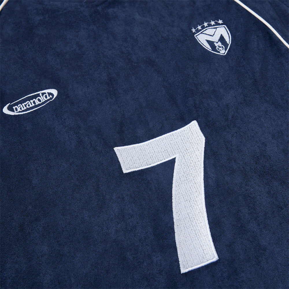 Number 7 Embroidered V-Neck Soccer Jersey T-Shirt