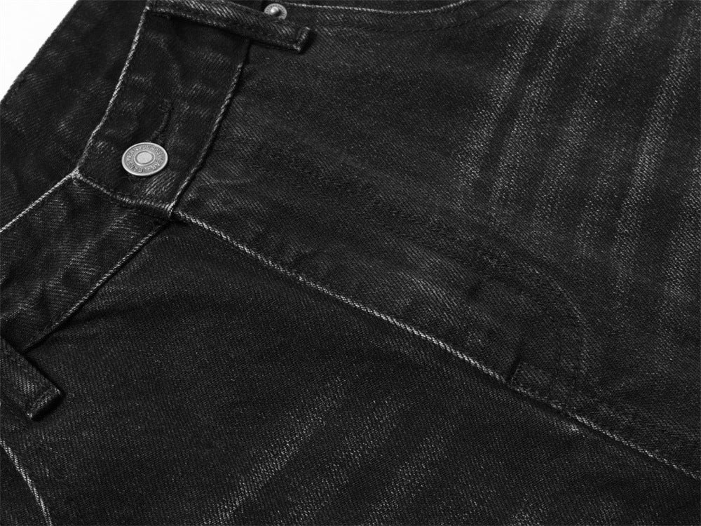 Men's Punk Wide-Leg Jeans with Metal Eyelet Detail – Deconstructed Baggy Denim