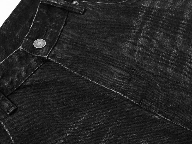 Men's Punk Wide-Leg Jeans with Metal Eyelet Detail – Deconstructed Baggy Denim