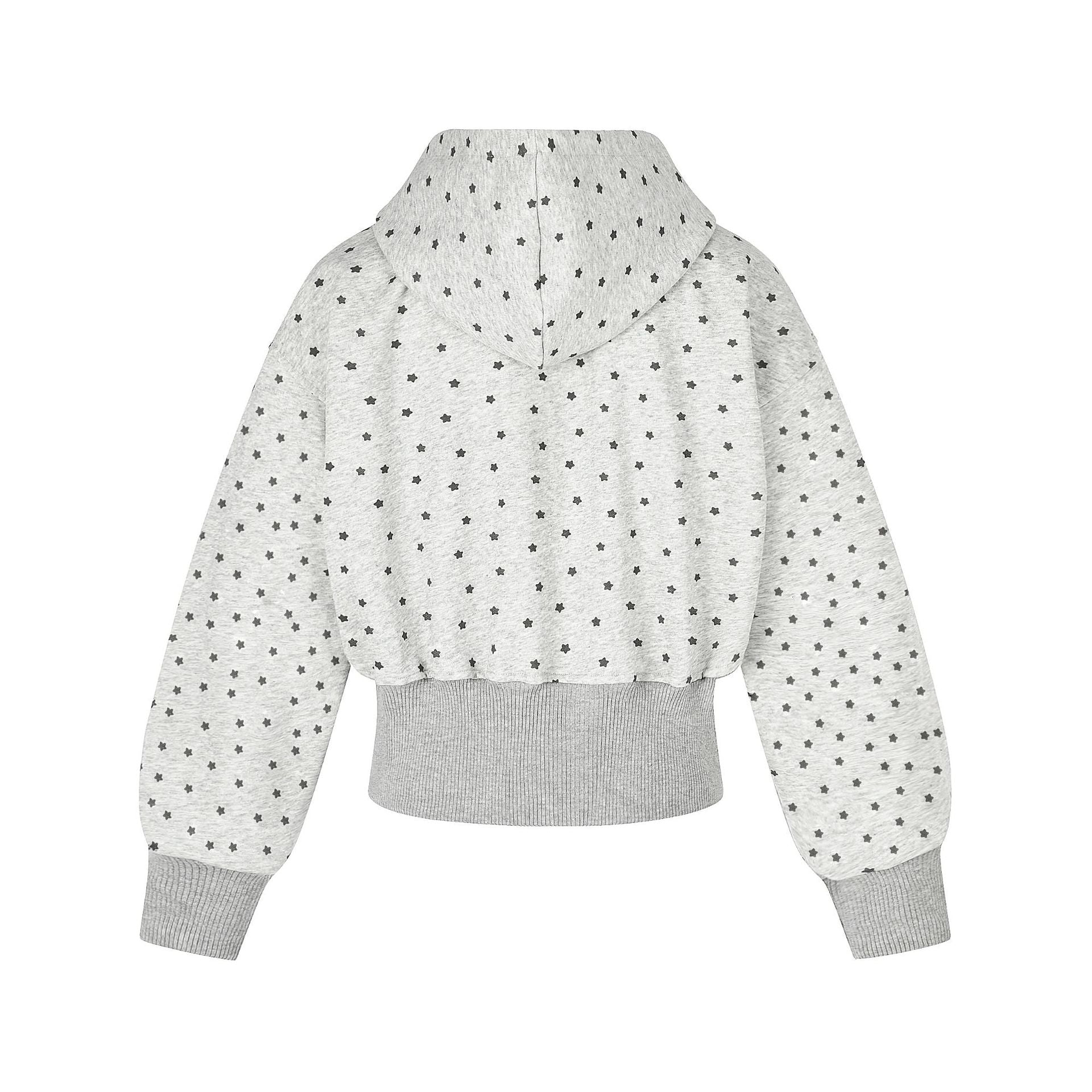 Sweat à capuche zippé court à motif étoiles et croix