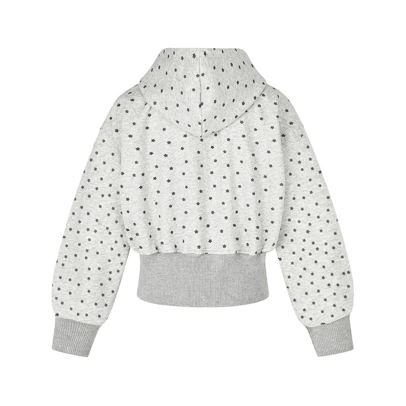 Sweat à capuche zippé court à motif étoiles et croix