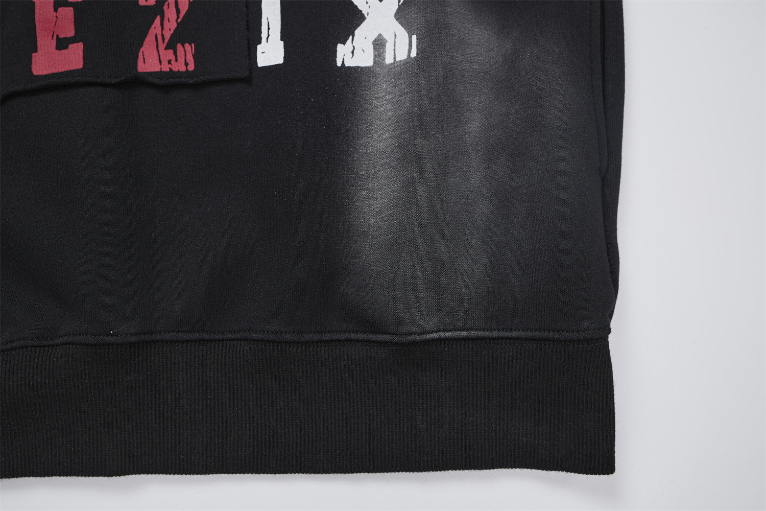 Letter Grid Oversized Hoodie – Acid-Washed Distressed Streetwear Pullover