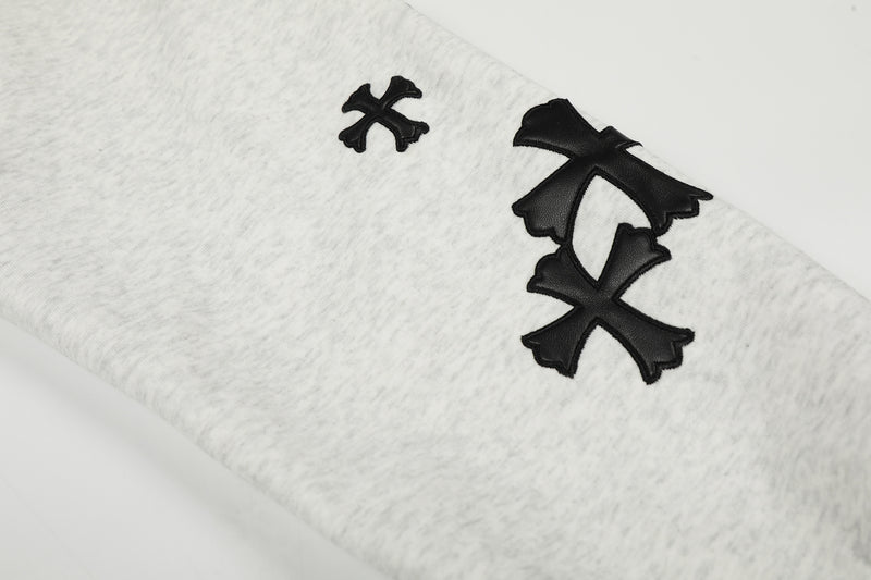 Sudadera con cremallera estampada con cruces y flor de lis – Cárdigan oversize vintage estadounidense