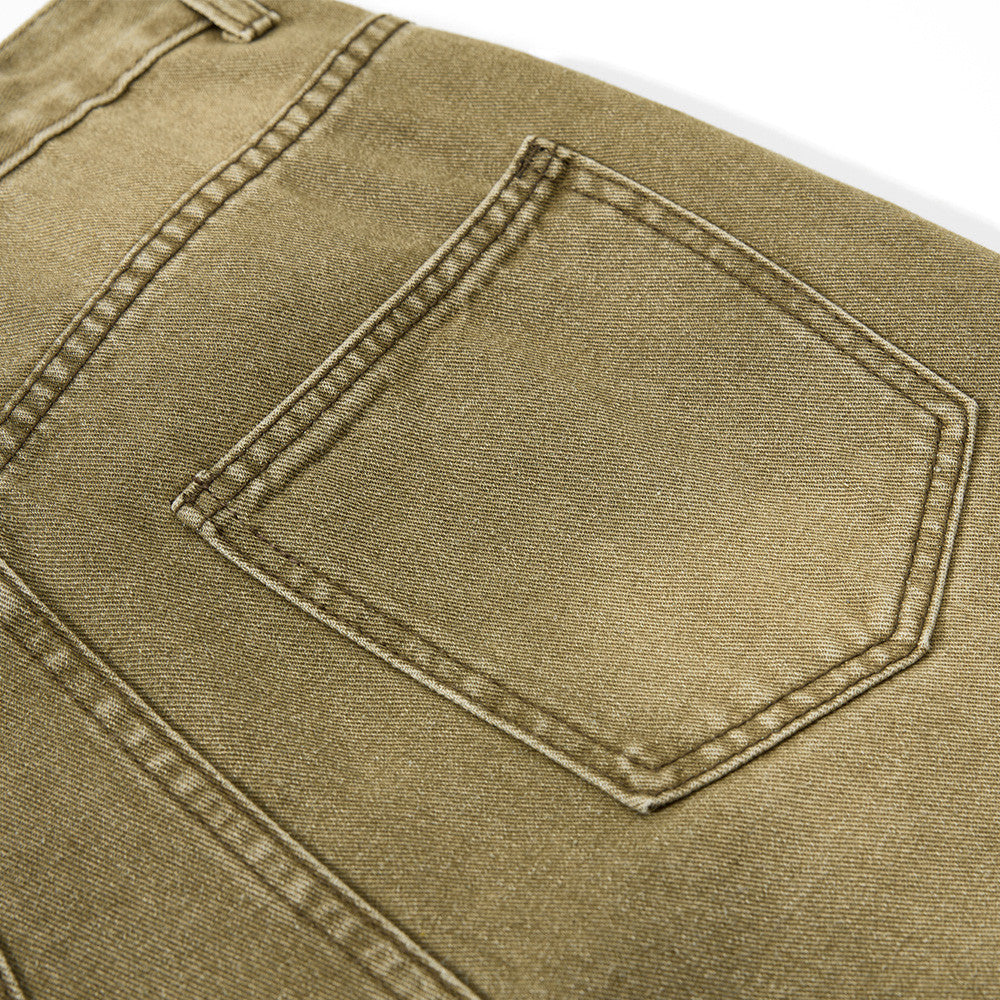 Men's Vintage Washed Wide-Leg Jeans – Relaxed Straight Fit with Horse Charm