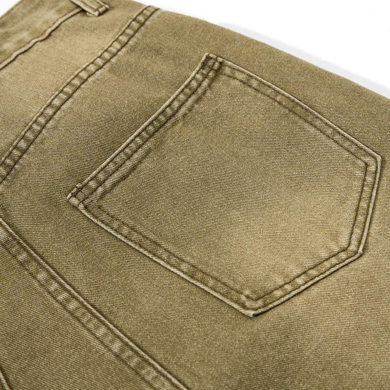 Men's Vintage Washed Wide-Leg Jeans – Relaxed Straight Fit with Horse Charm