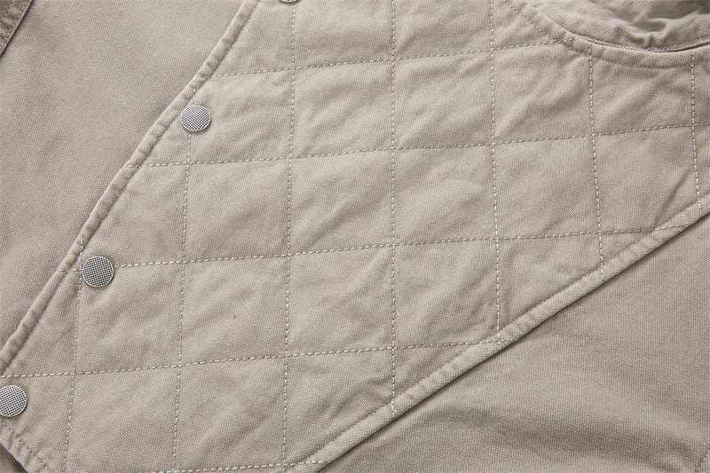 Men's Quilted Panel Moto Biker Jacket – Stand Collar, Asymmetric Snap Closure