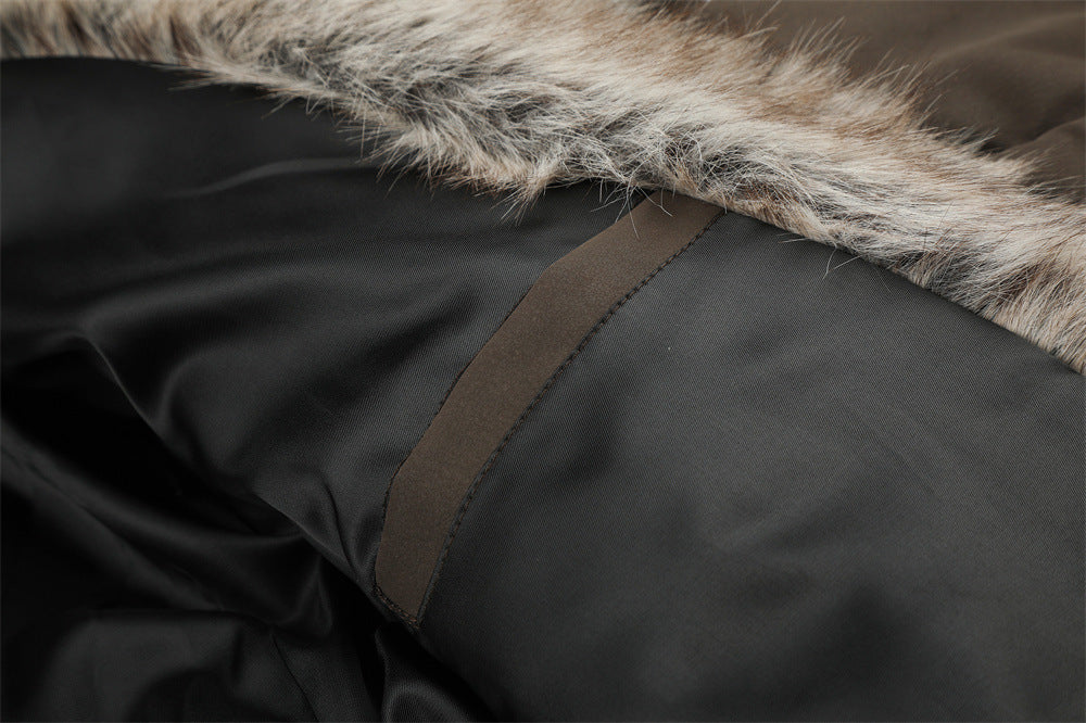 Chaqueta bomber acolchada con cuello de pelo sintético – Abrigo de invierno para hombre