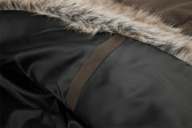 Chaqueta bomber acolchada con cuello de pelo sintético – Abrigo de invierno para hombre