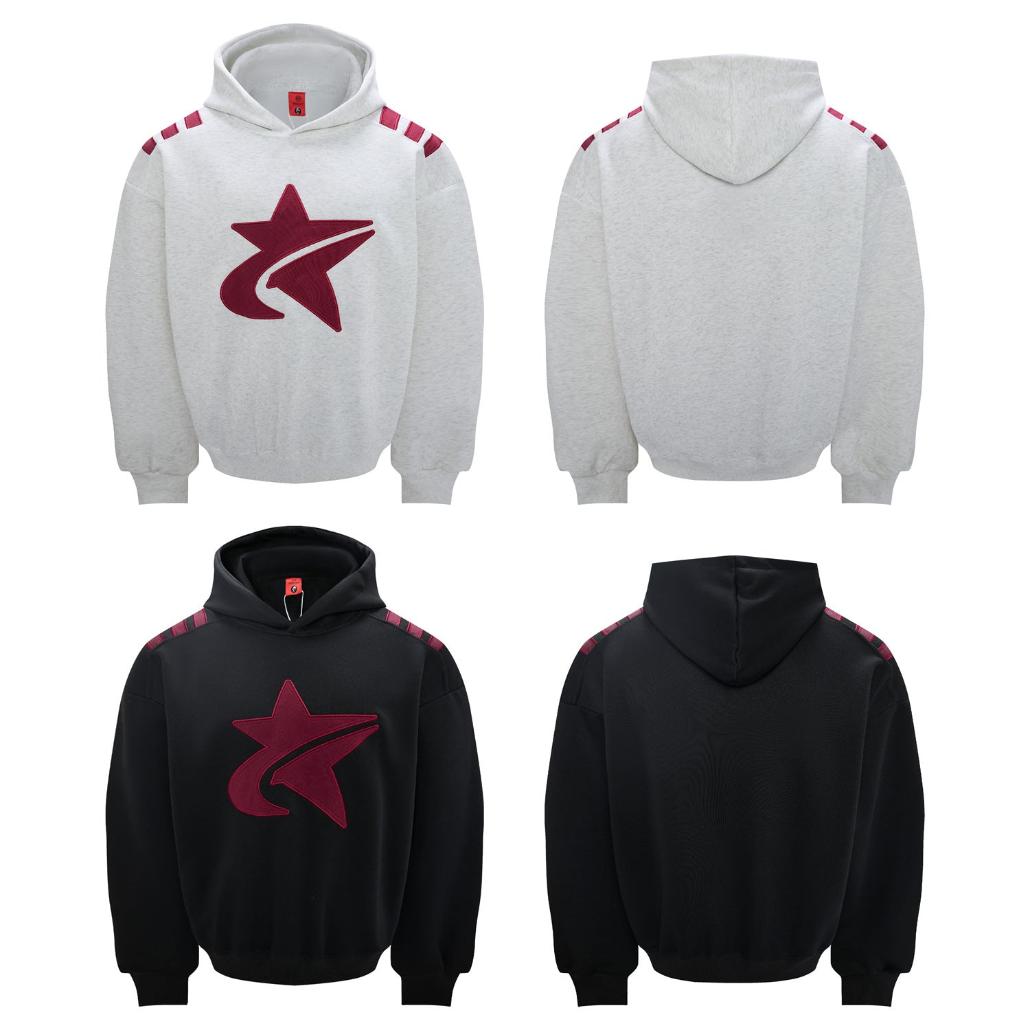 Sweat à capuche oversize à patch étoile et rayures contrastantes aux épaules