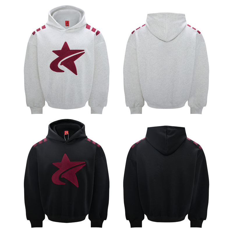 Sweat à capuche oversize à patch étoile et rayures contrastantes aux épaules