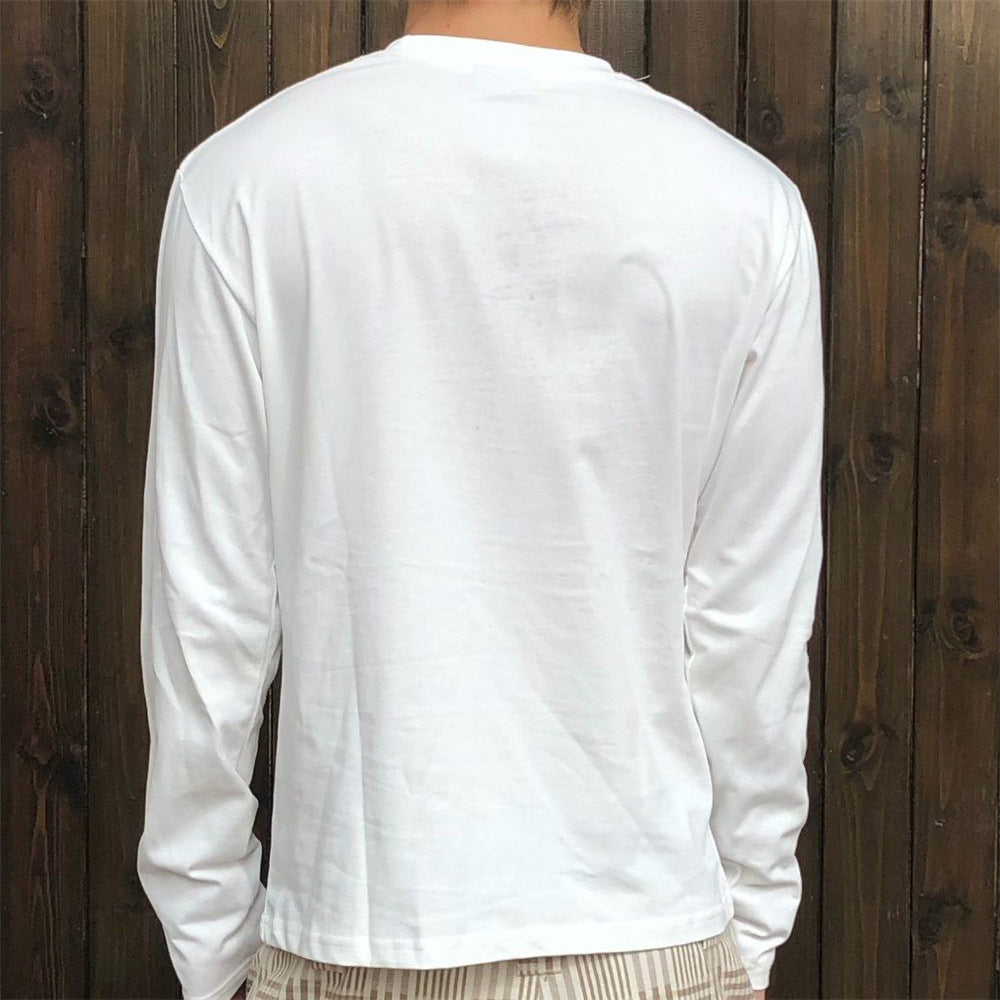 Men's Long-Sleeve Graphic T-Shirt with Fighter Jet Print – Relaxed Crew Neck