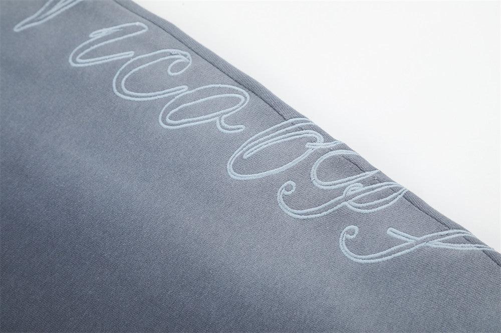 Wide-Leg Sweatpants with Cursive Script Print and Drawstring Hem