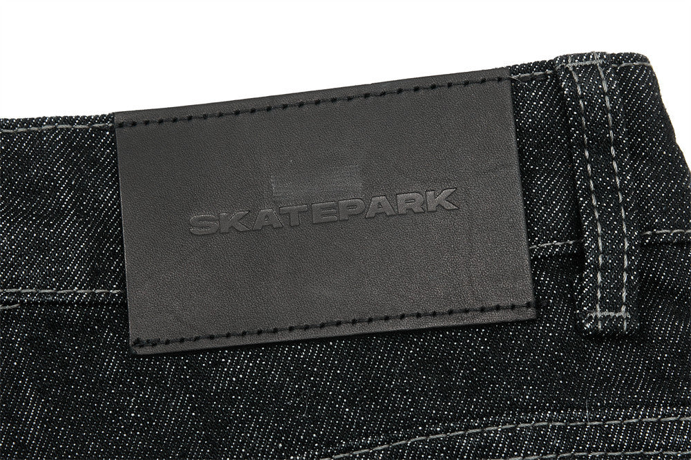 Men's Wide-Leg Black Jeans – Dragon Embroidery Straight Leg Denim
