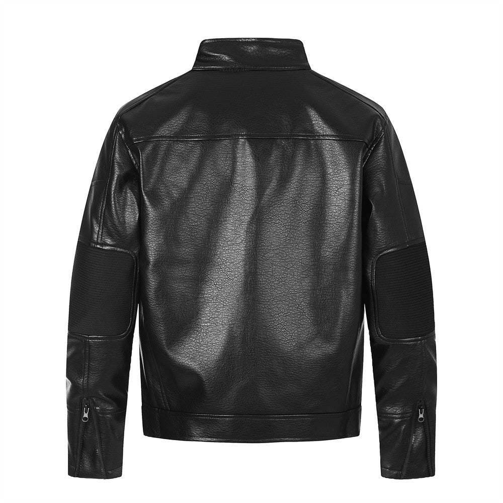 Veste biker moto homme en similicuir PU – Veste streetwear zippée à col montant