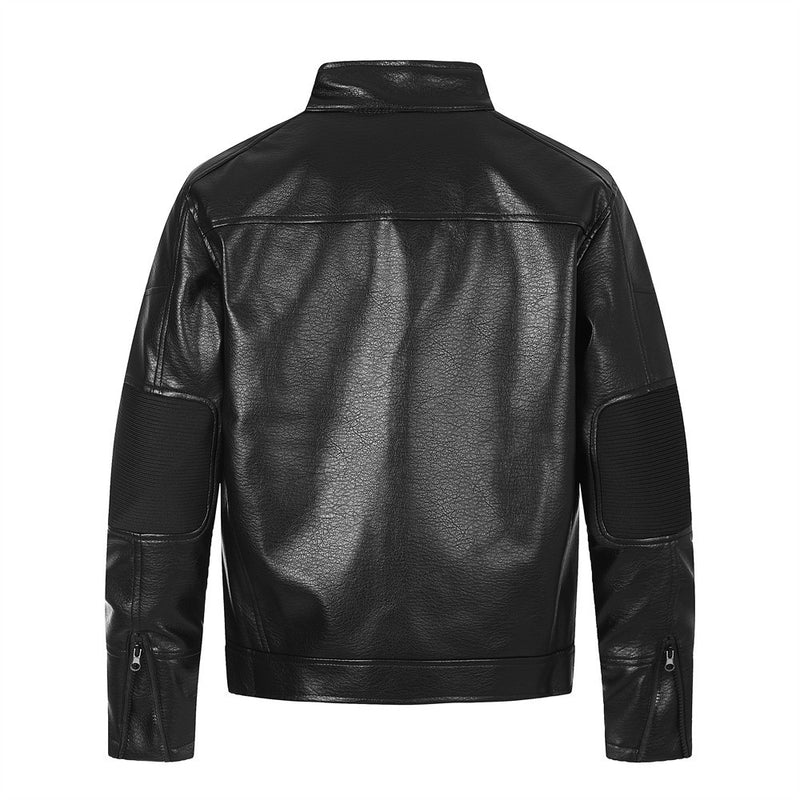 Veste biker moto homme en similicuir PU – Veste streetwear zippée à col montant