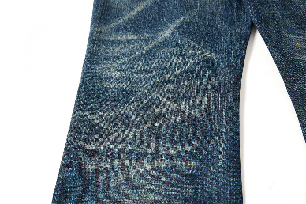 Wide-Leg Washed Distressed Jeans – Men's Vintage American Streetwear