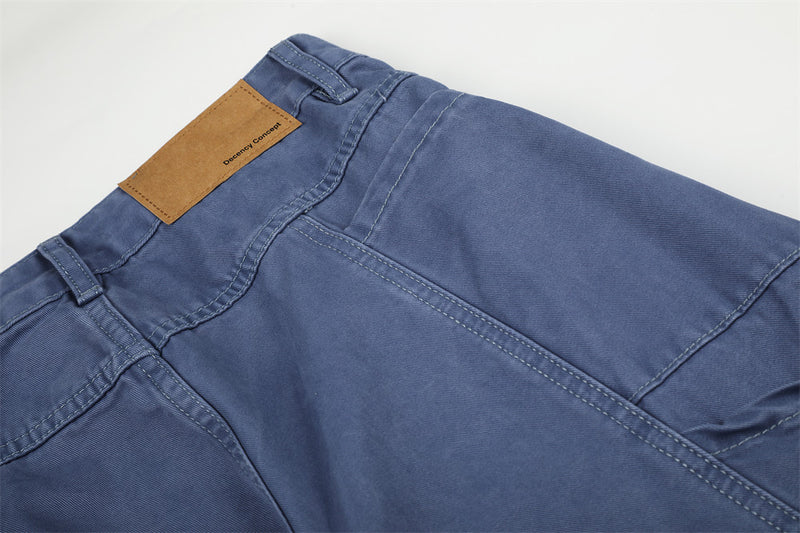 Wide-Leg Cargo Pants with Multi-Pocket Design and Contrast Paneling