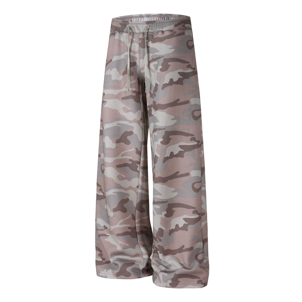 Camo Wide-Leg Sweatpants – Relaxed Fit Drawstring Joggers