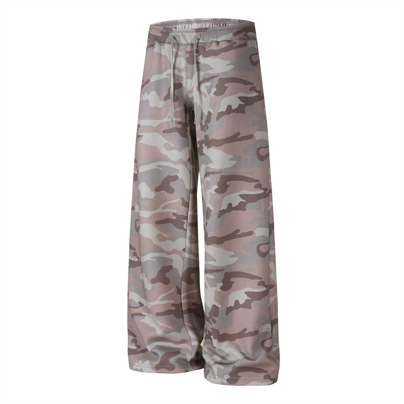 Camo Wide-Leg Sweatpants – Relaxed Fit Drawstring Joggers