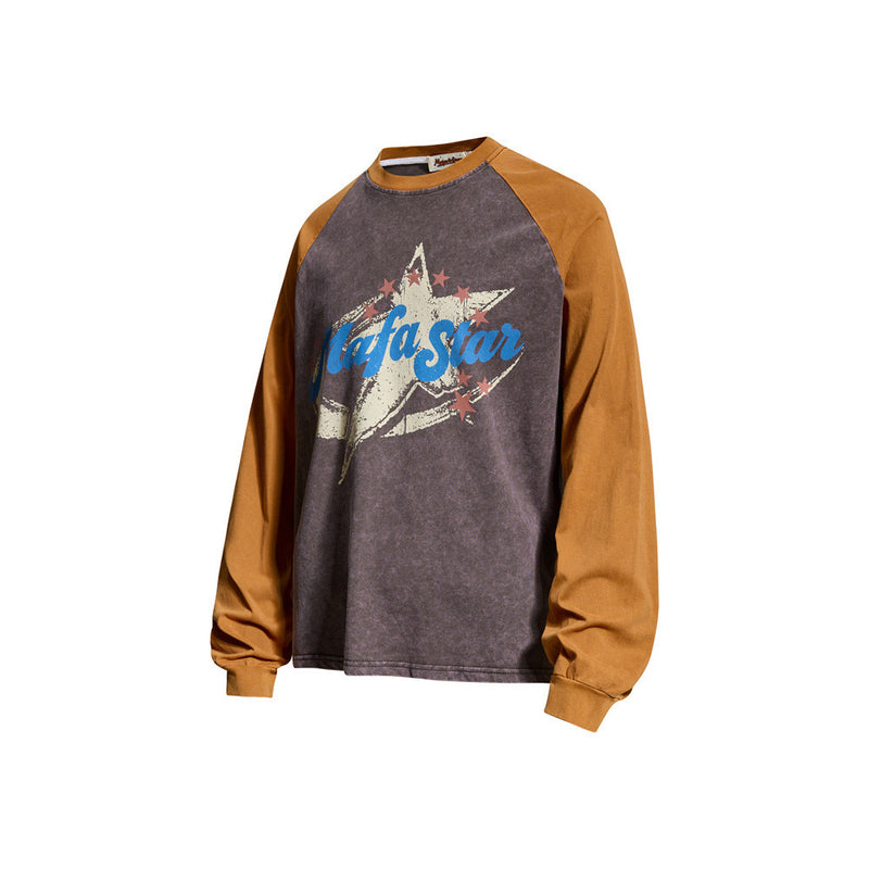 Long Sleeve Tee Shirts for Men – Mafa Star Graphic Raglan Colorblock Top