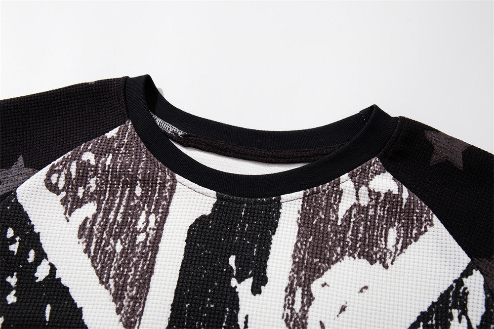 Men's Long Sleeve Waffle Shirt – Union Jack Graphic Raglan Top