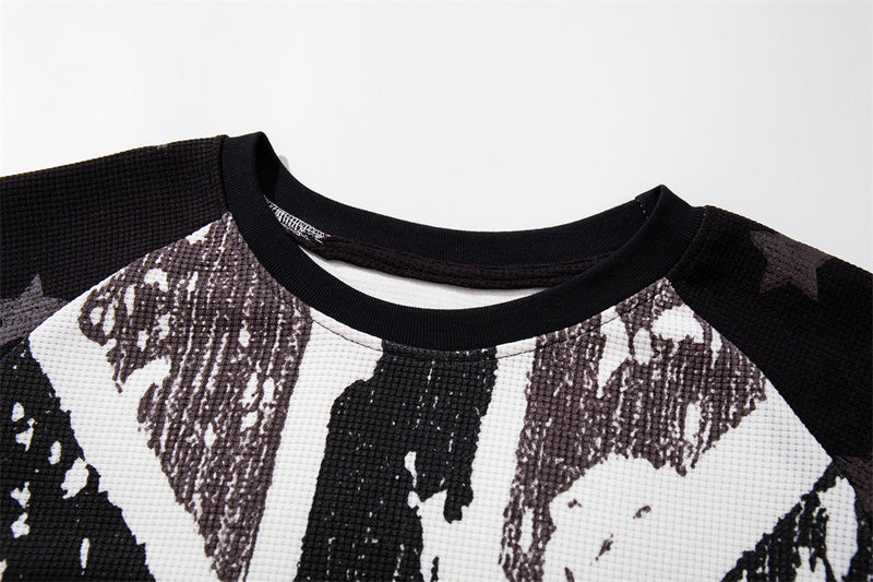 Men's Long Sleeve Waffle Shirt – Union Jack Graphic Raglan Top