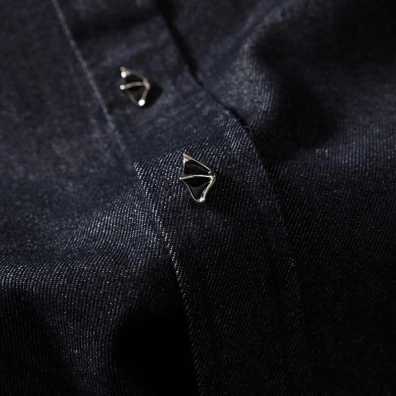 Men's Long Sleeve Button-Up Denim Shirt – Relaxed Fit Workwear Overshirt