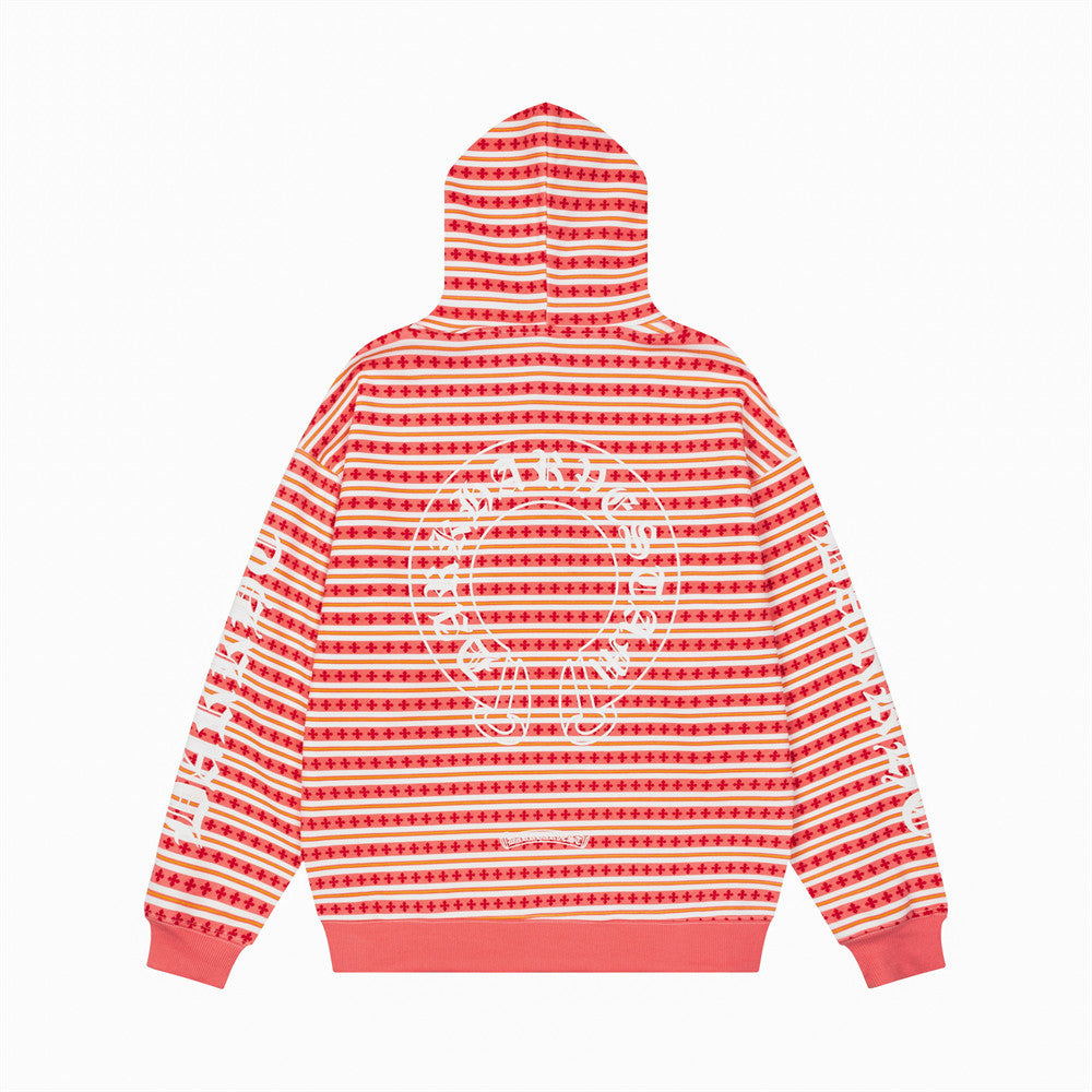 Men's Striped Gothic Letter Graphic Pullover Hoodie – Oversized Fit