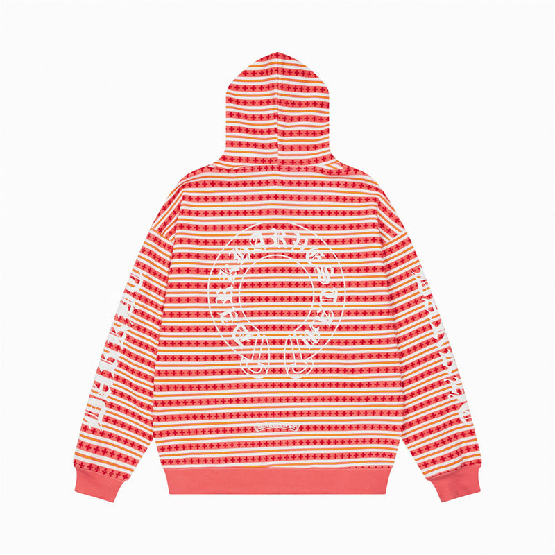 Men's Striped Gothic Letter Graphic Pullover Hoodie – Oversized Fit