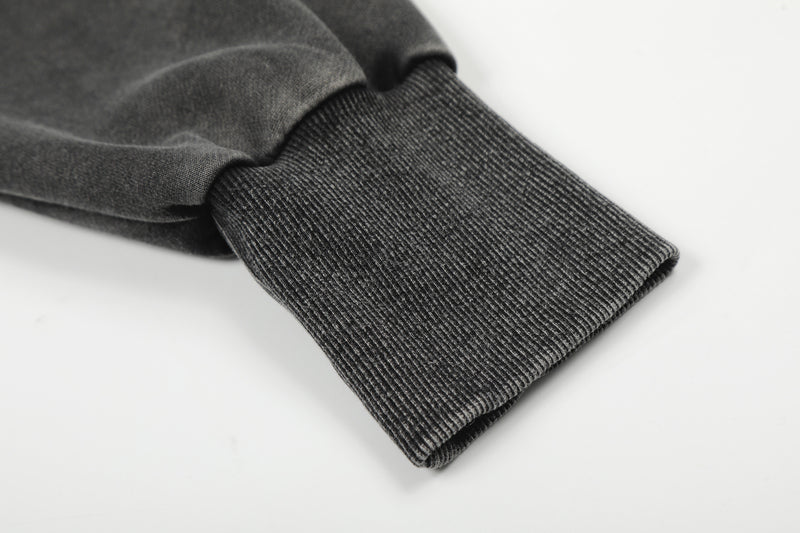 Sweat à capuche zippé Y2K délavé à l’acide avec étoiles doubles en strass – Coupe courte