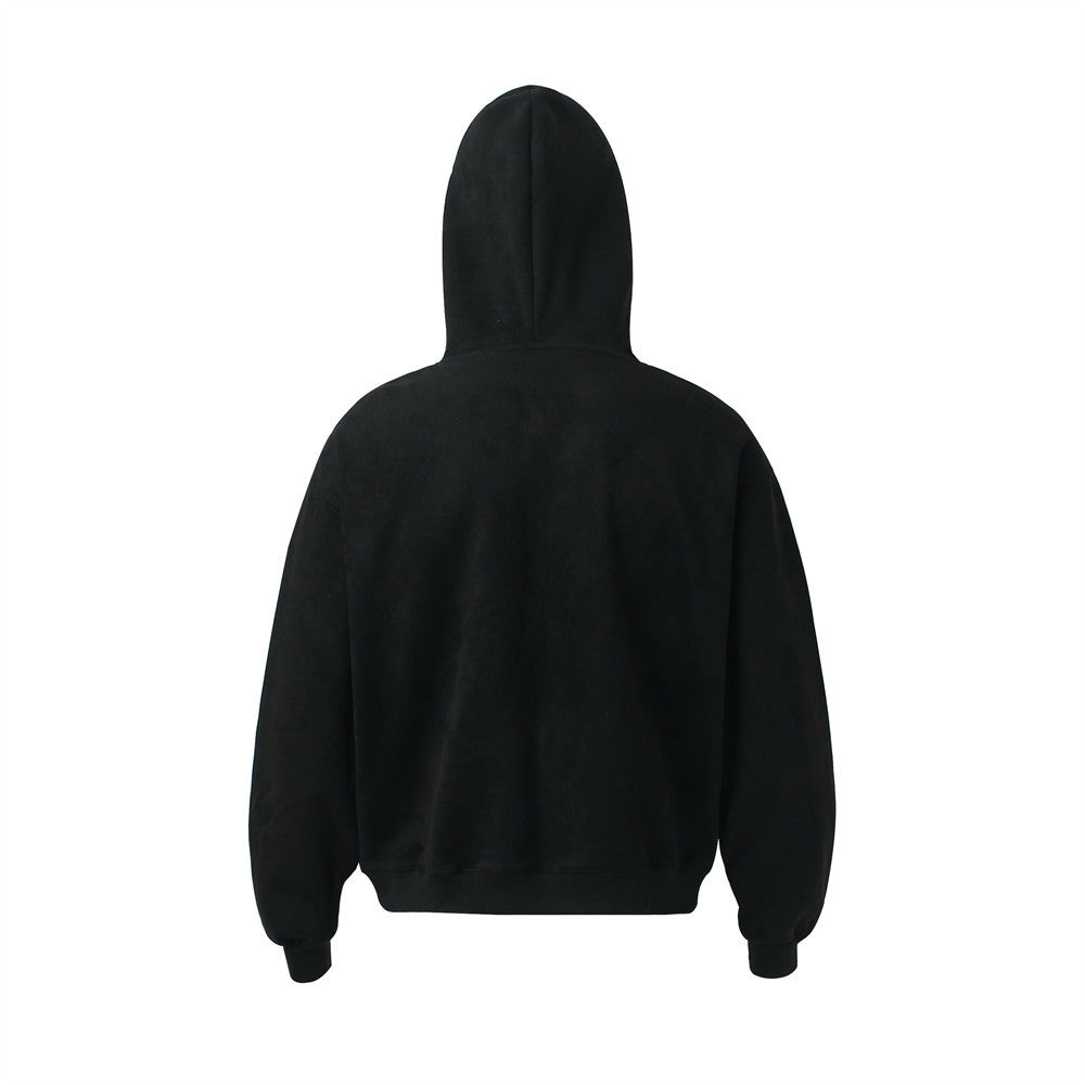 GLFSMADE Letter Print Zip-Up Hoodie – Double-Zip Oversized Streetwear Jacket