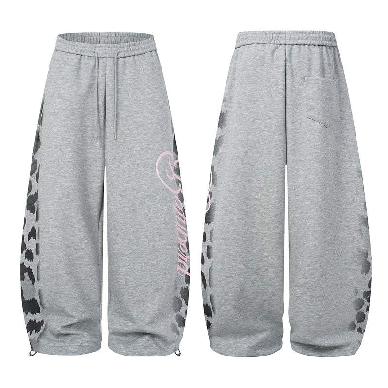 Pantalon de survêtement wide leg imprimé léopard – Jogger streetwear oversize