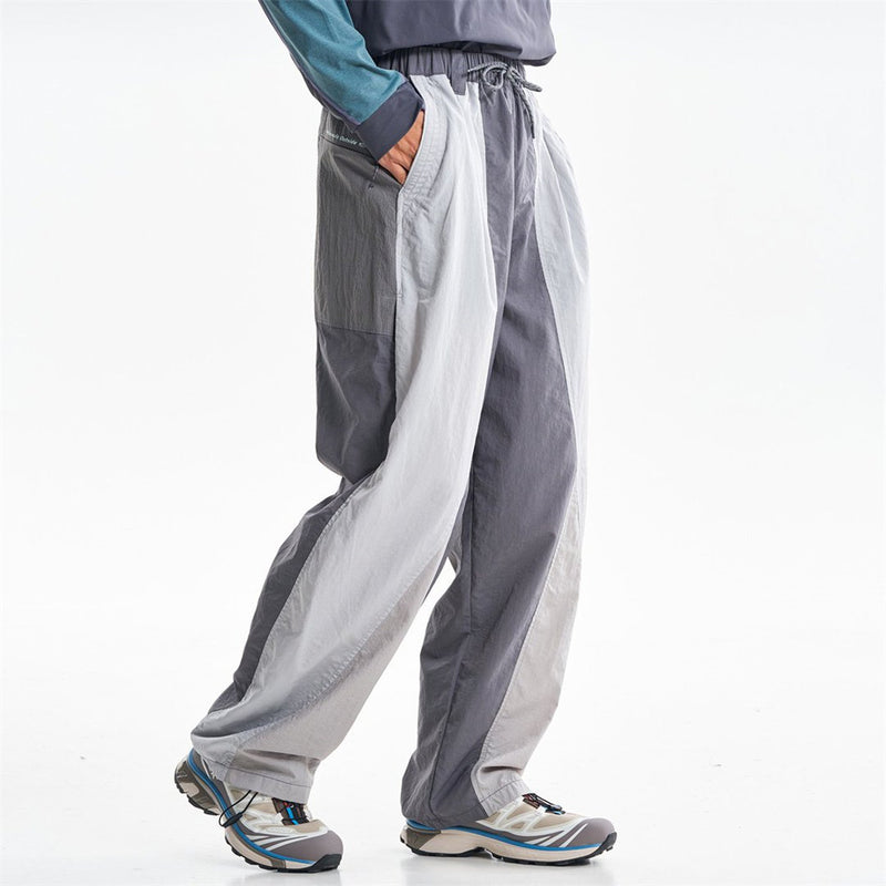 Wide-Leg Colorblock Track Pants – Relaxed Fit Outdoor Sport Trousers