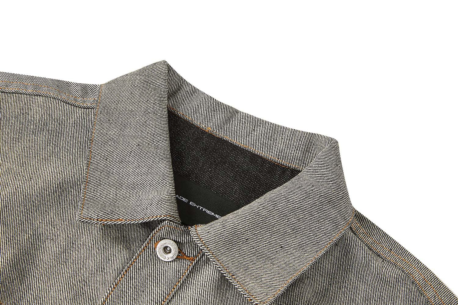 Veste en jean bicolore à empiècements contrastants – Coupe carrée