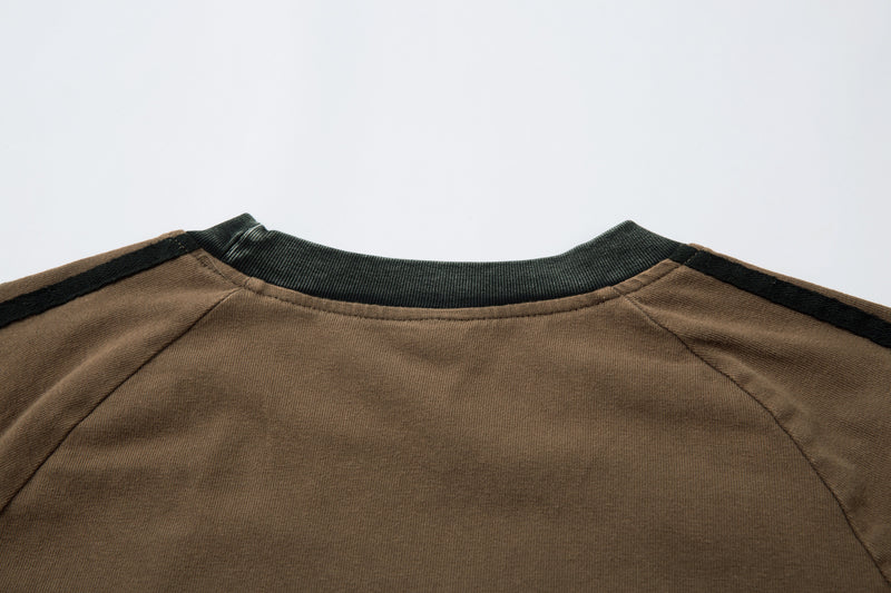 T-shirt graphique à manches longues – Imprimé écusson lapin streetwear, rayures et manches raglan