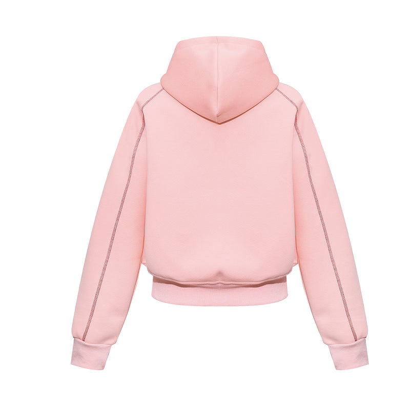 Zip-Hoodie mit kontrastierenden Steppnähten – Kurzer, sportlicher Fit