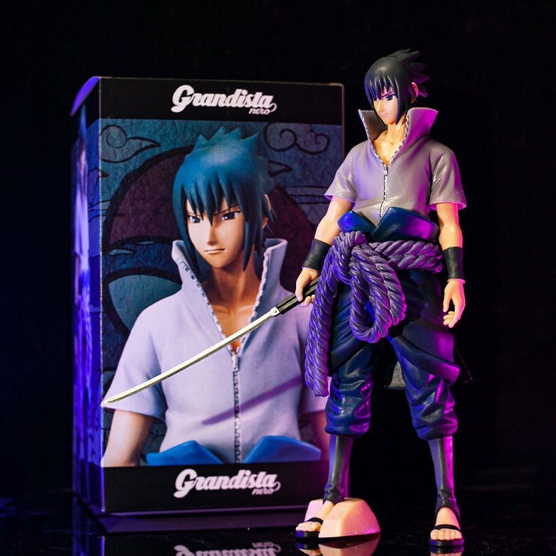 Figura de acción Sasuke Uchiha - Edición de 29 cm de colección | Estatua de anime detallada con espada y cuerda morada
