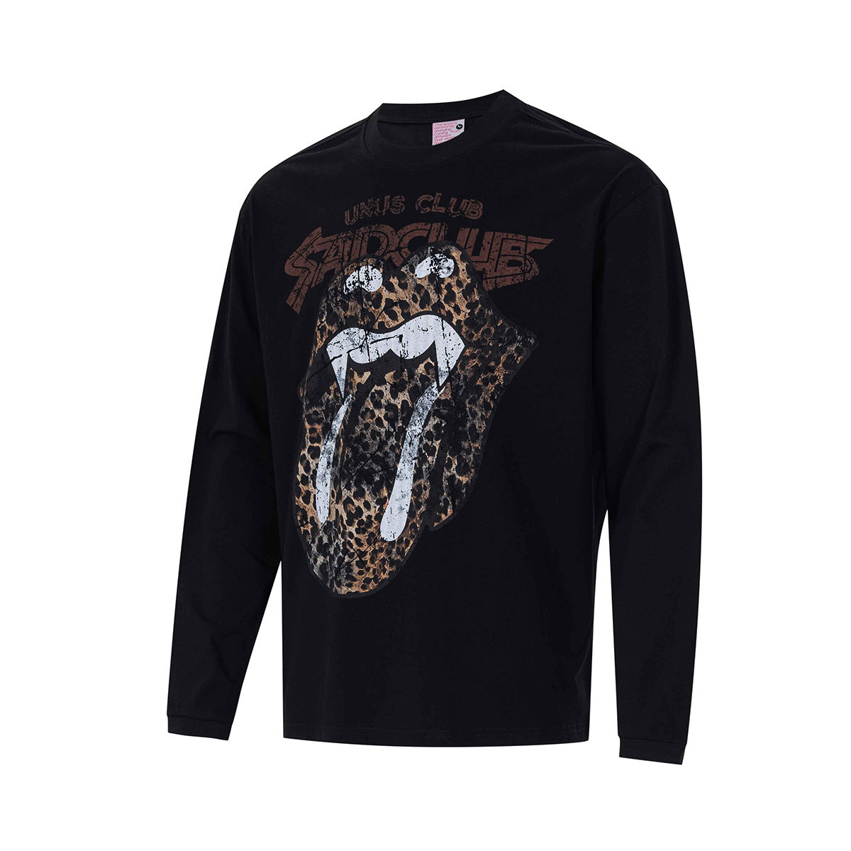 レオパード柄リップロゴ 長袖グラフィックTシャツ